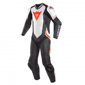 Motorrad-Lederkombi Dainese Laguna Seca 4 1PC Perforated Black White Fluo Red