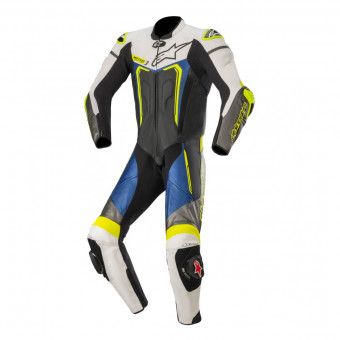 Motorrad-Lederkombi Alpinestars Motegi V3 Black White Metallic Gray Blue