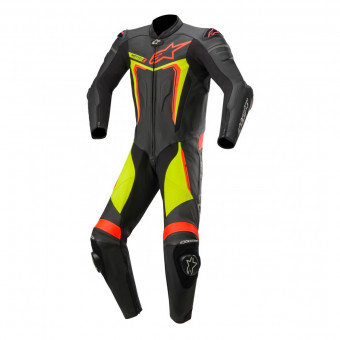 Motorrad-Lederkombi Alpinestars Motegi V3 Black Yellow Fluo Red