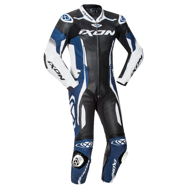 Motorrad-Lederkombi Ixon Vortex 2 Noir White Blue