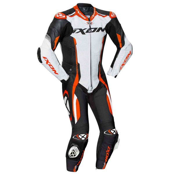 Motorrad-Lederkombi Ixon Vortex 2 Black White Orange