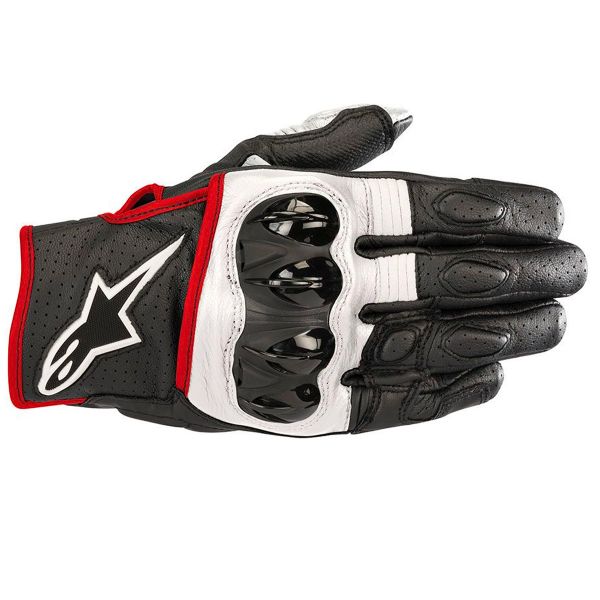 Motorradhandschuhe Alpinestars Celer V2 Leather Black White Red Fluo