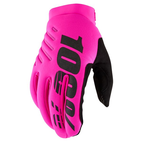 Motorradhandschuhe 100% Brisker Neon Pink