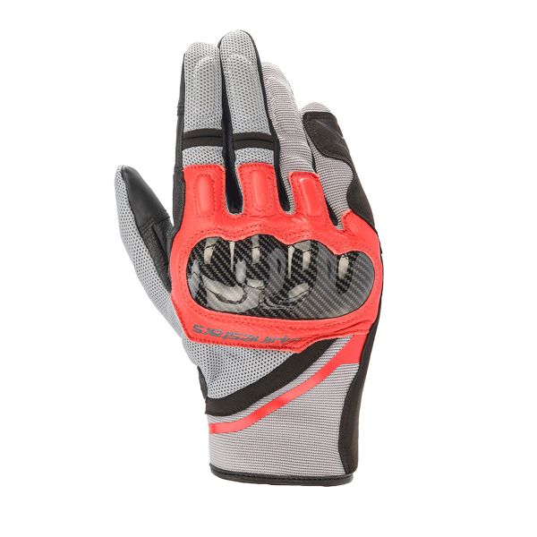 Motorradhandschuhe Alpinestars Chrome Ash Grey Black Bright Red