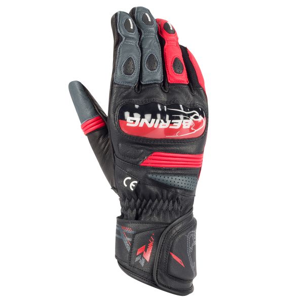 Motorradhandschuhe Bering Snap Black Grey Red Glove Motorradhandschuhe Bering Snap Black Grey Red Glove