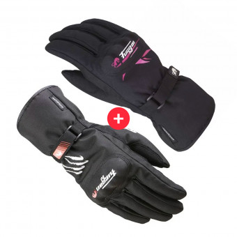 Motorradhandschuhe Furygan Keen Black White + Origami Lady Black Pink