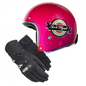 Motorradhandschuhe Furygan Origami Lady Black White + Wyatt Famous Glitter Pink