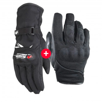 Motorradhandschuhe HARISSON Splash Waterproof Black + Origami Lady Black White