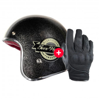Motorradhandschuhe HARISSON Splash Waterproof Black + Wyatt Famous Glitter Black