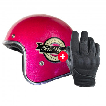 Motorradhandschuhe HARISSON Splash Waterproof Black + Wyatt Famous Glitter Pink