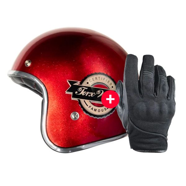 Motorradhandschuhe HARISSON Splash Waterproof Black + Wyatt Famous Glitter Red