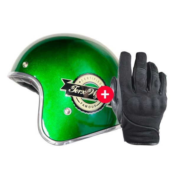 Motorradhandschuhe HARISSON Splash Waterproof Black + Wyatt Famous Glitter Green