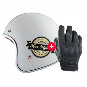 Motorradhandschuhe HARISSON Splash Waterproof Black + Wyatt Famous Matt Glitter White