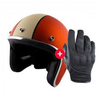 Motorradhandschuhe HARISSON Splash Waterproof Black + Wyatt Famous Matt Glitter Orange