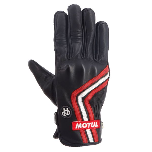 Motorradhandschuhe Helstons Motul Petrol Summer Leather Black White Red