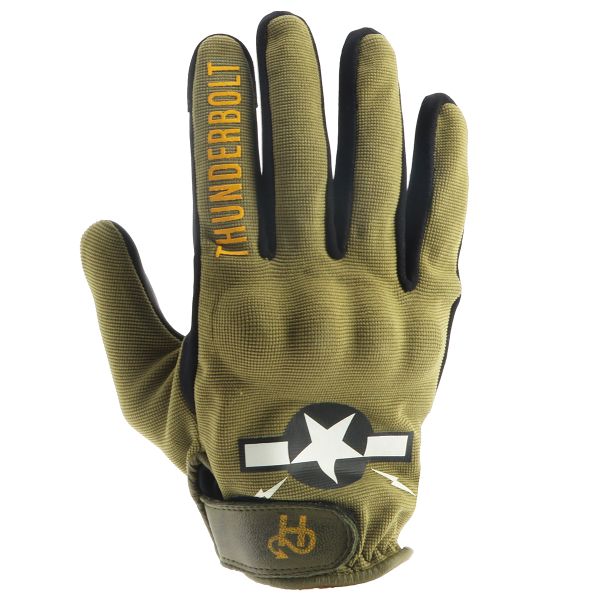 Motorradhandschuhe Helstons Thunderbolt Summer 4Ways Leather Khaki Schwarz