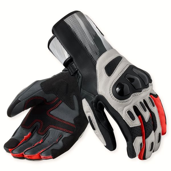 Motorradhandschuhe REV'IT Metis 2 Light Grey Neon Red