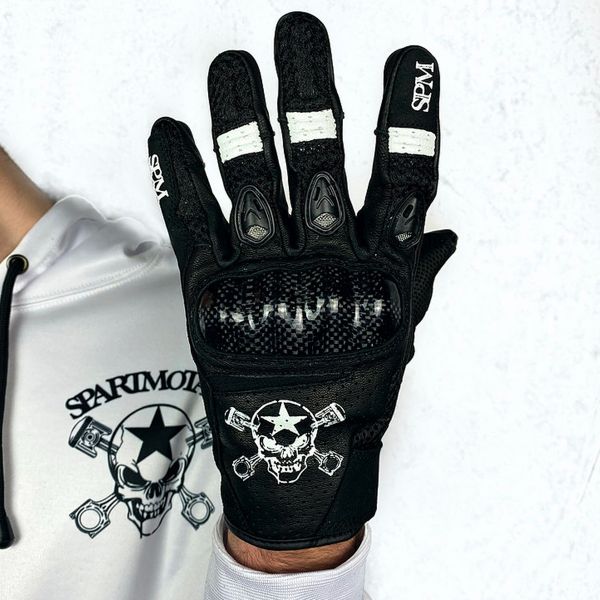 Motorradhandschuhe SPARTMOTARD Race Black White 08