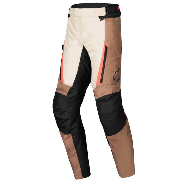 Motorradhose Alpinestars ST-1 Waterproof Pants Dark Khaki Sand Black Red Fluo