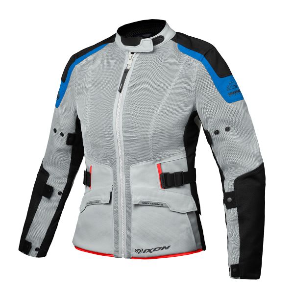 Motorradweste Ixon M-Njord Lady Light Grey Blue Bright Red