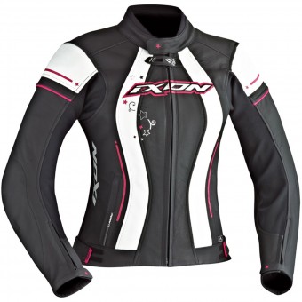 Motorradjacke Ixon Alcyone Black White Fuchsia