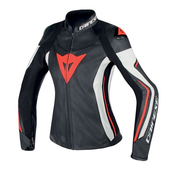 Motorradjacke Dainese Assen Lady Black White Red Fluo