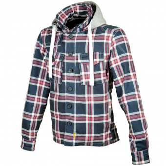 Motorradjacke Booster Hoodie Kevlar Hunt Blue Grey Red