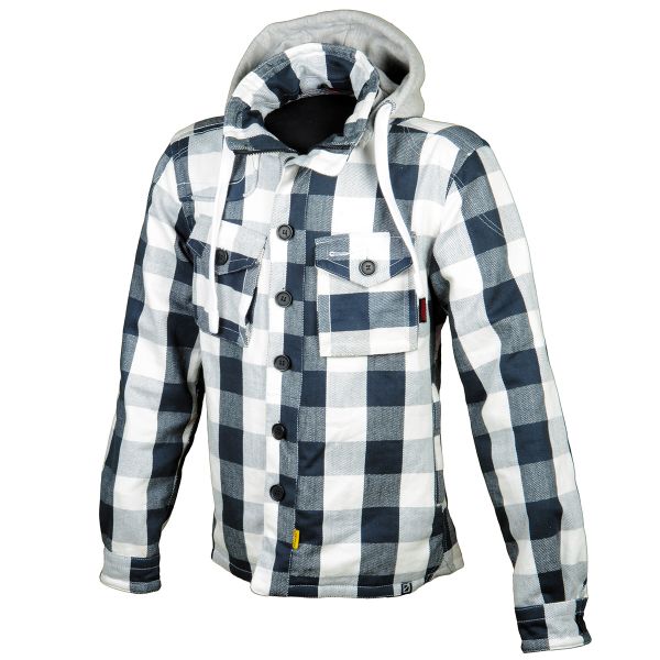 Motorradjacke Booster Hoodie Kevlar Hunt Light Grey Blue