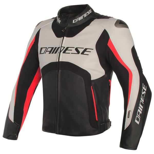 Motorradjacke Dainese Misano D-Air White Black Red Fluo
