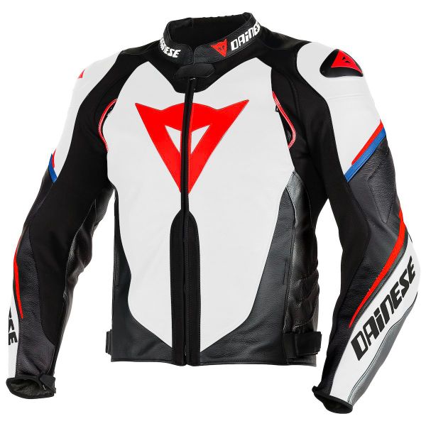 Motorradjacke Dainese Super Speed D1 Perf White Black Fluo Red