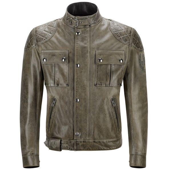 Motorradjacke Belstaff Brooklands Leather Combat Green