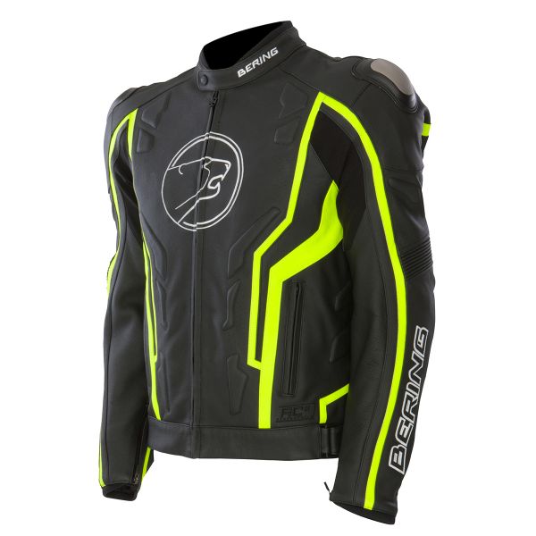 Motorradjacke Bering Flash Schwarz Gelb Fluo