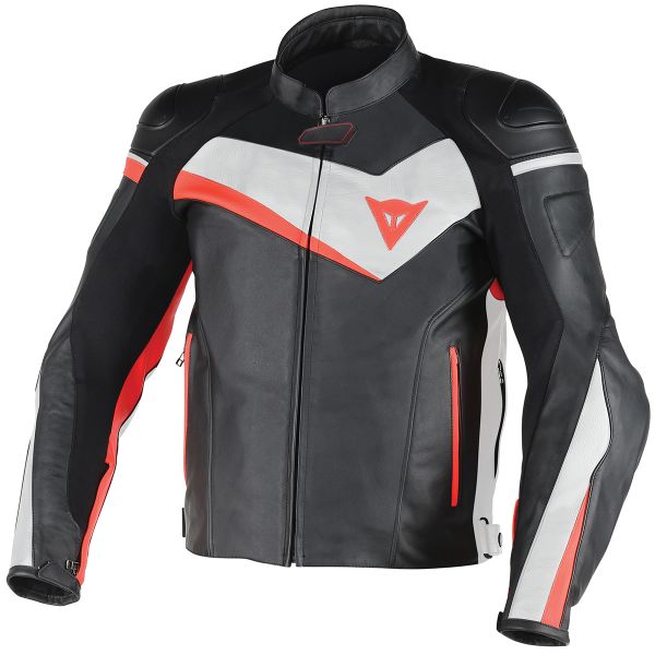 Motorradjacke Dainese Veloster Black White Red Fluo