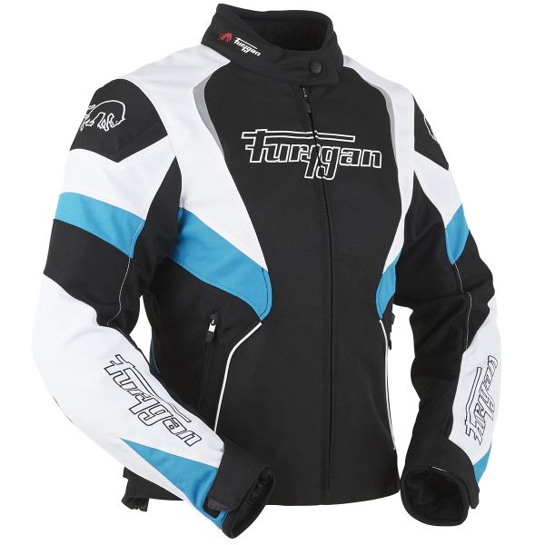 Motorradjacke Furygan Xenia Black White Turquoise