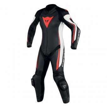 Motorrad-Lederkombi Dainese Assen 1PC Perf Lady Black White Red Fluo