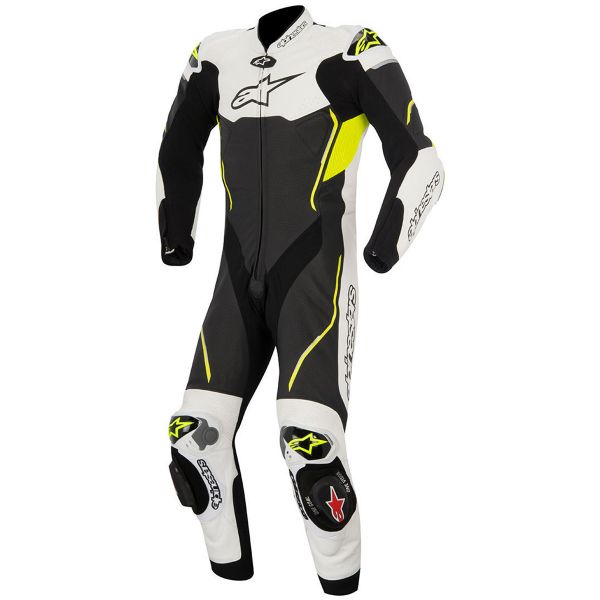 Motorrad-Lederkombi Alpinestars Atem Suit Black White Yellow Fluo