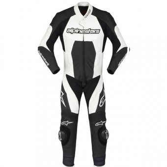 Motorrad-Lederkombi Alpinestars Carver Schwarz Weiß