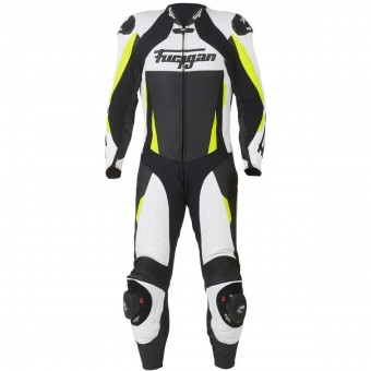 Motorrad-Lederkombi Furygan Full Apex White Yellow Fluo Black