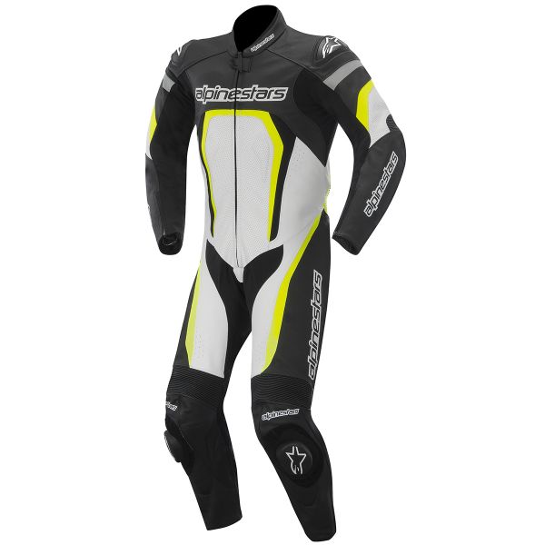 Motorrad-Lederkombi Alpinestars Motegi Suit Black Yellow Fluo