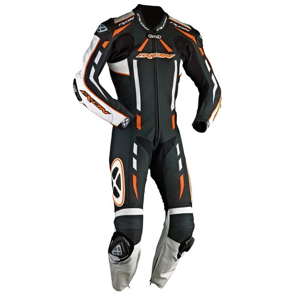 Motorrad-Lederkombi Ixon Pulsar Air Schwarz Wei�  Orange Grell