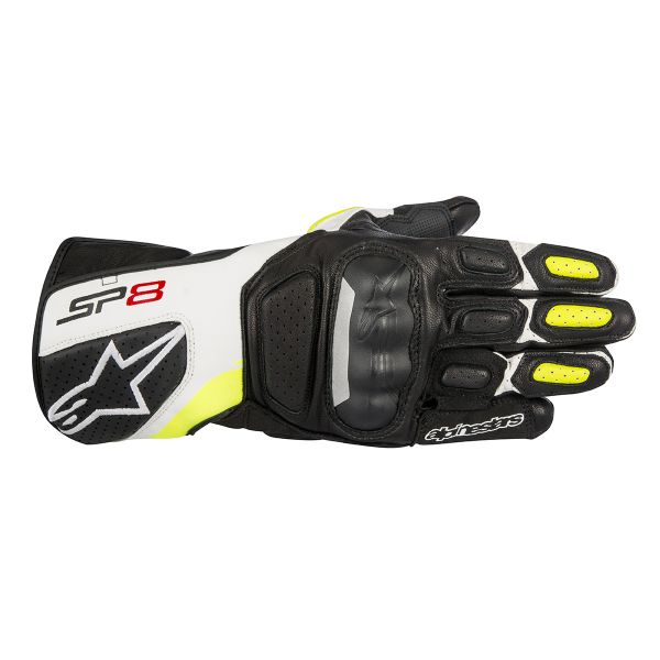Motorradhandschuhe Alpinestars SP-8 V2 Black White Yellow Fluo