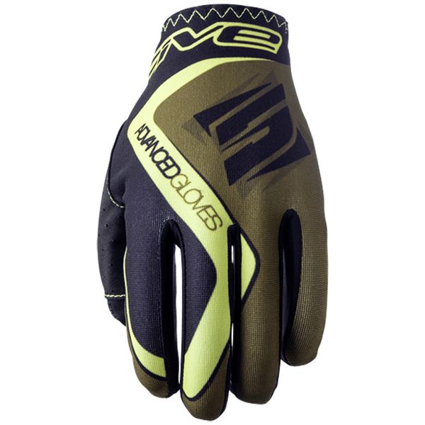 Motorradhandschuhe Five MX Practice Kaki Yellow Fluo