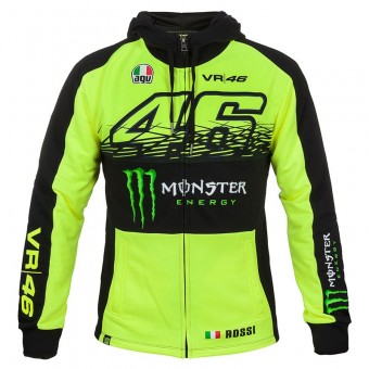 Motorrad Pullover VR 46 Fleece Zip Replica Monster Fluo Yellow VR46
