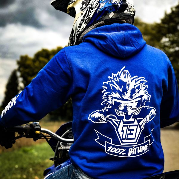 Motorrad Pullover 100% Bitume Hoodie Asphalt Blue