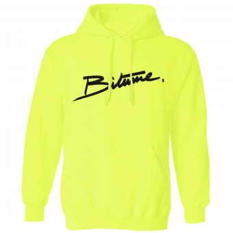 Motorrad Pullover 100% Bitume Hoodie Signature Big Yellow Fluo