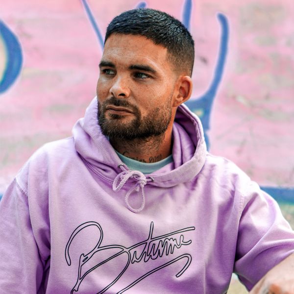 100% Bitume Art Letter Lavender Black Hoodie