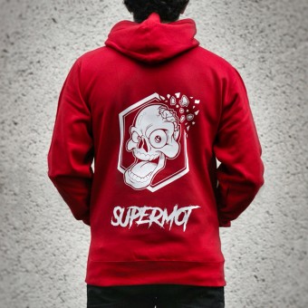 Motorrad Pullover Kikaninac Sweat Hoodie Supermot Skull Red