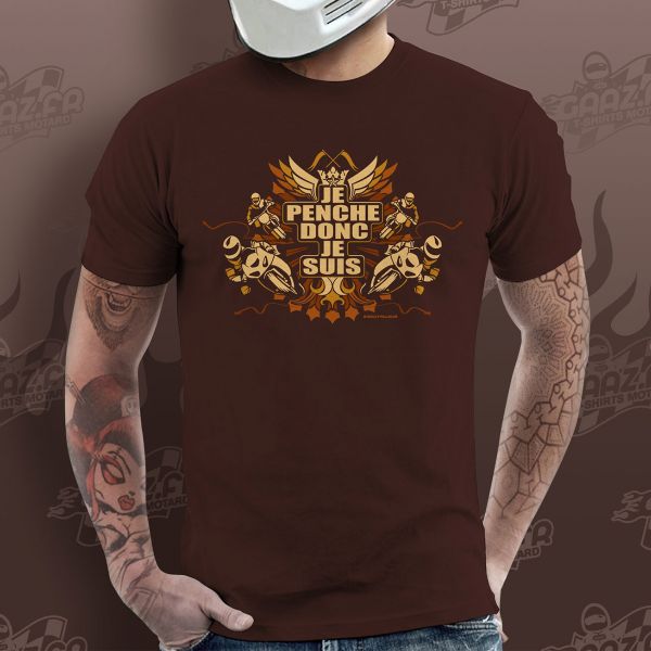 Motorrad T-Shirts  Gaaz Je Penche donc je Suis (Schokolade)