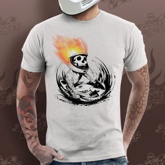 Motorrad T-Shirts  Gaaz Skull Fire (Weiss)