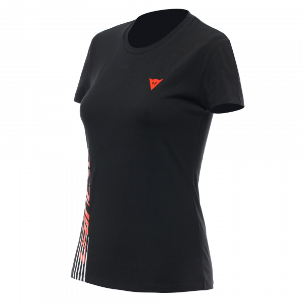 Motorrad T-Shirts  Dainese Logo Lady Black Fluo Red Motorrad T-Shirts  Dainese Logo Lady Black Fluo Red